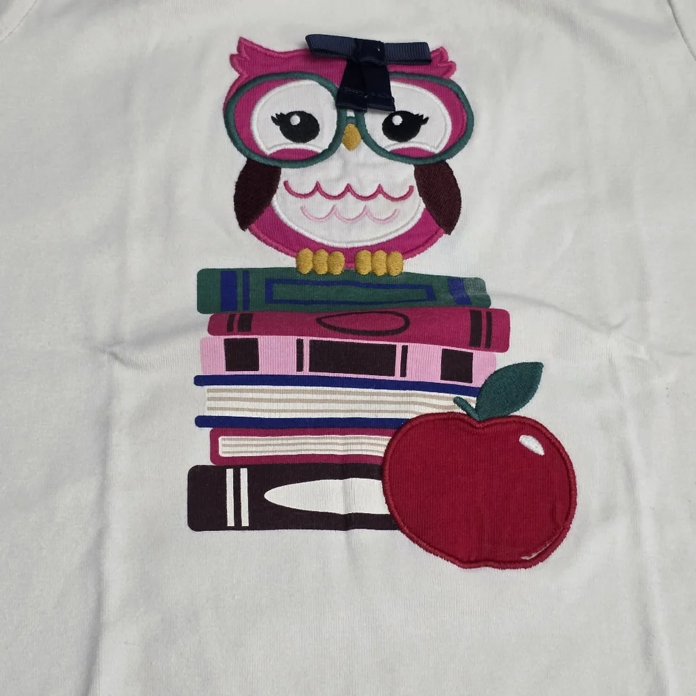 Girls Gymboree Classroom Pink Owl Books & Blue Chambray Skort Outfit Set Size 7